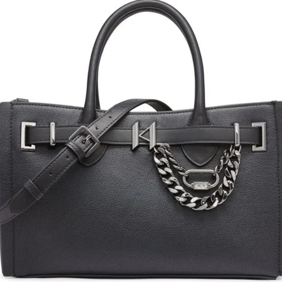 NWT KARL LAGERFELD PARIS Cerise Leather Satchel - Picture 1 of 5